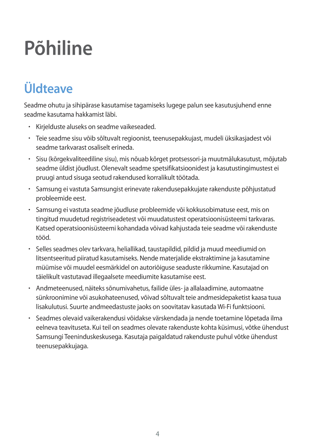 Samsung SM-G920FZBASEB manual Põhiline, Üldteave 