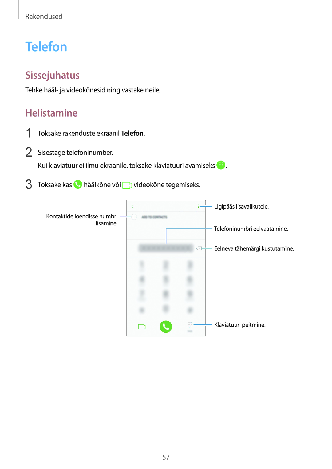 Samsung SM-G920FZBASEB manual Telefon, Helistamine 