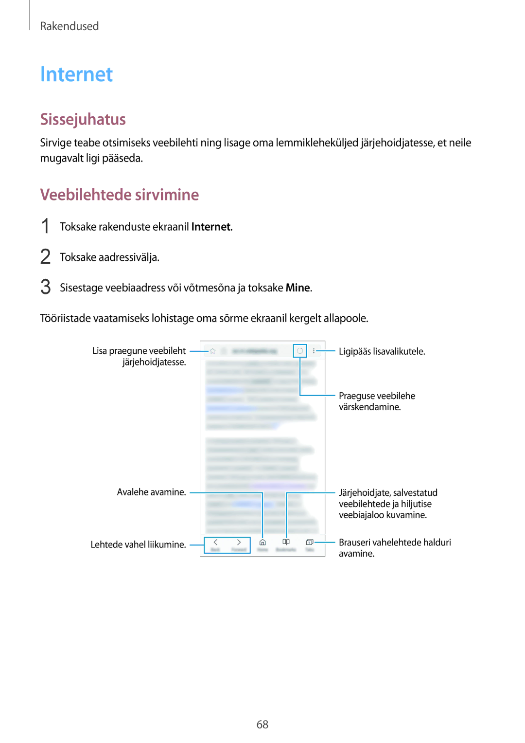 Samsung SM-G920FZBASEB manual Internet, Veebilehtede sirvimine 