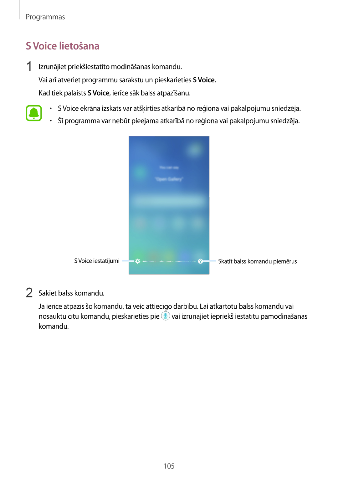 Samsung SM-G920FZBASEB manual Voice lietošana, Izrunājiet priekšiestatīto modināšanas komandu 