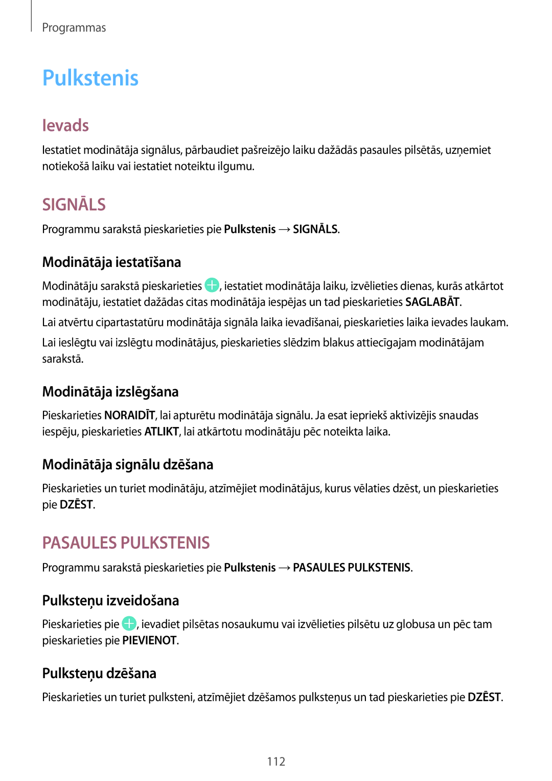 Samsung SM-G920FZBASEB manual Pulkstenis 