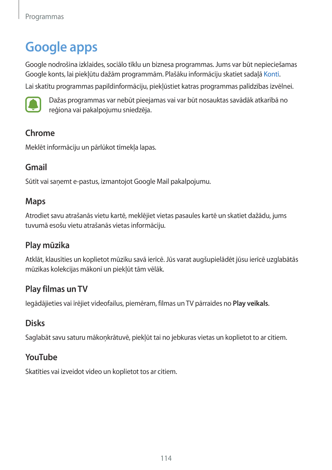 Samsung SM-G920FZBASEB manual Google apps 