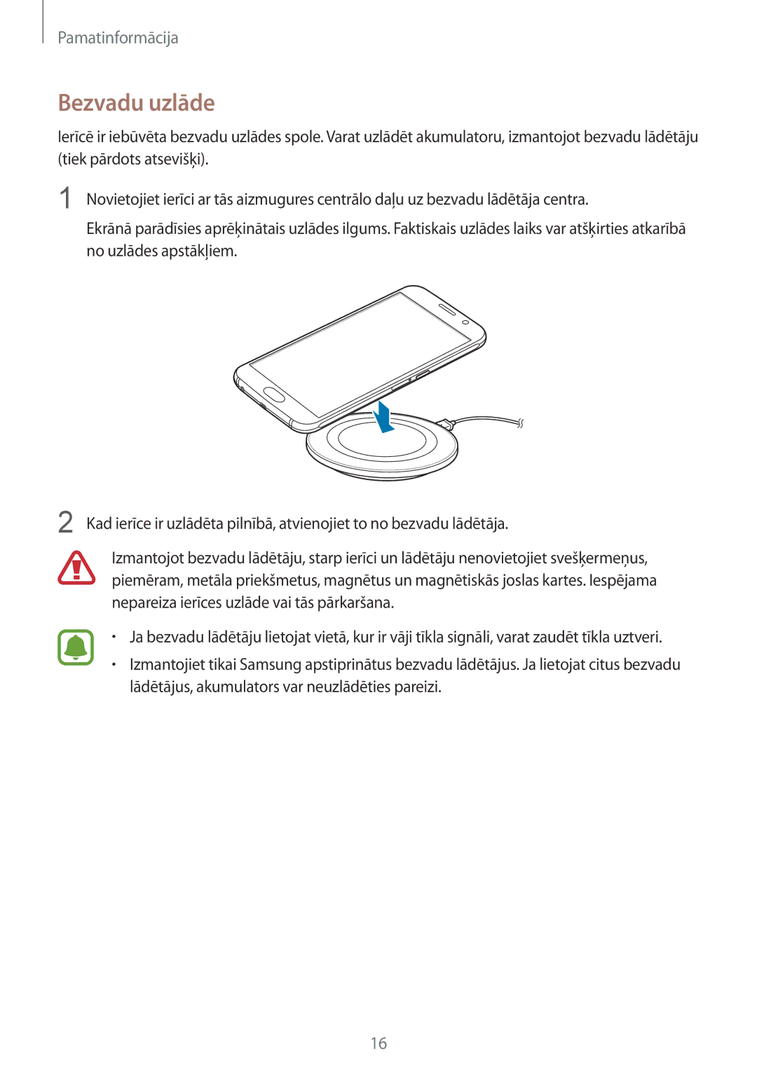 Samsung SM-G920FZBASEB manual Bezvadu uzlāde 