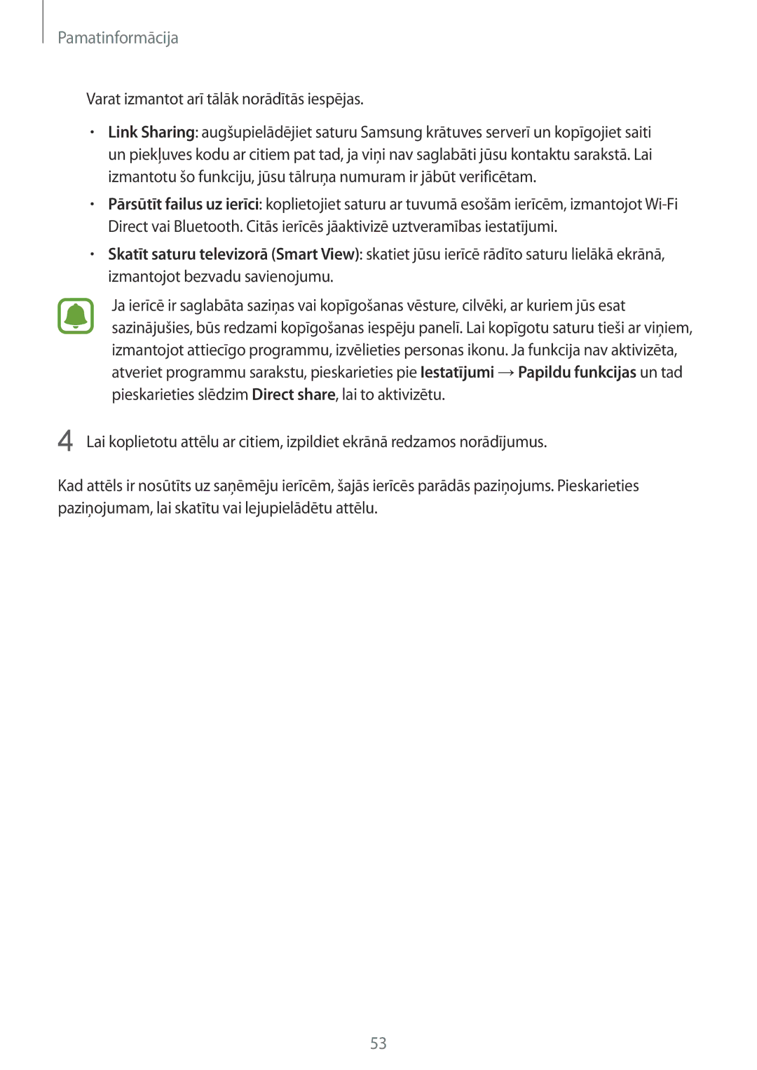 Samsung SM-G920FZBASEB manual Varat izmantot arī tālāk norādītās iespējas 