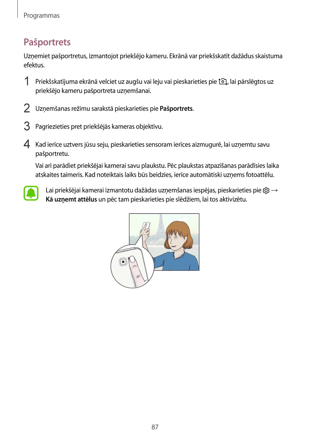 Samsung SM-G920FZBASEB manual Pašportrets 