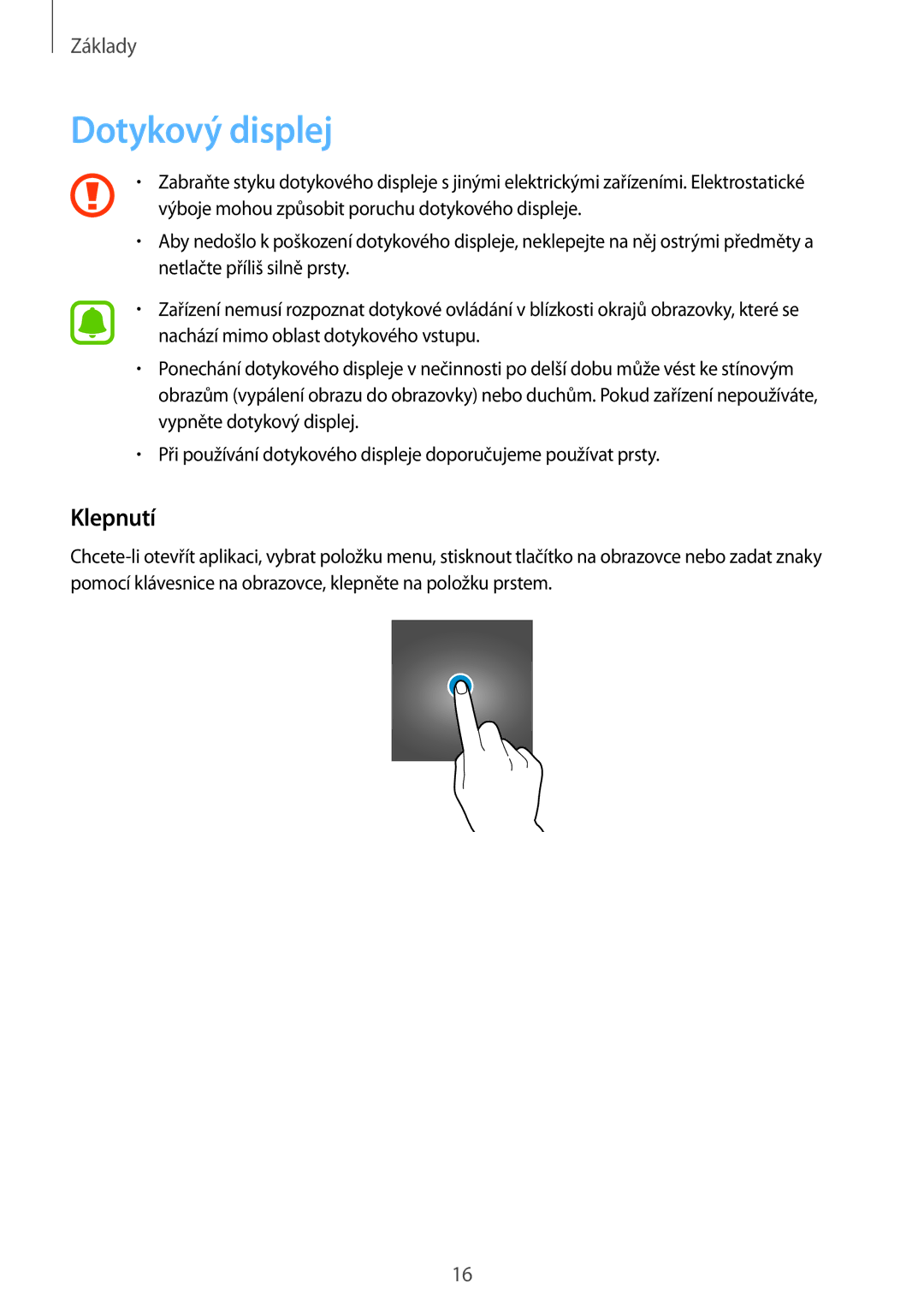 Samsung SM-G920FZBEETL, SM-G920FZDEETL, SM-G920FZKEETL, SM-G920FZWEETL manual Dotykový displej, Klepnutí 