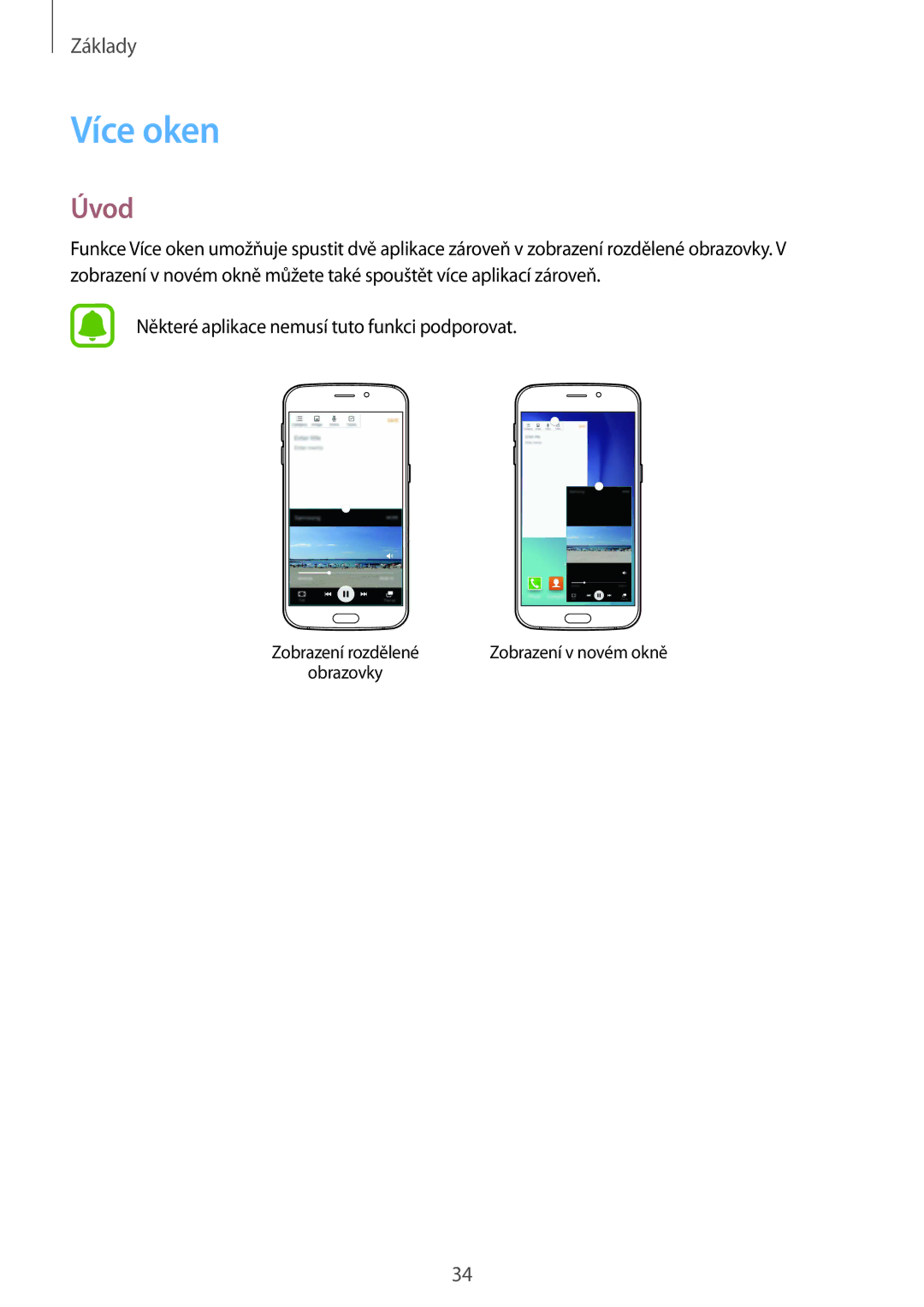 Samsung SM-G920FZKEETL, SM-G920FZBEETL, SM-G920FZDEETL, SM-G920FZWEETL manual Více oken, Úvod 