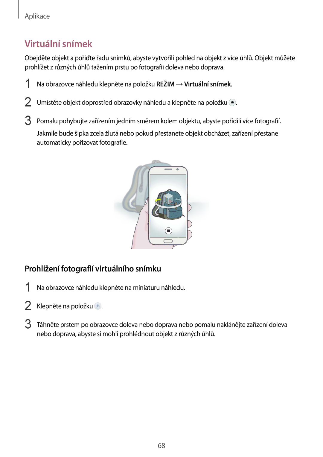 Samsung SM-G920FZBEETL, SM-G920FZDEETL, SM-G920FZKEETL manual Virtuální snímek, Prohlížení fotografií virtuálního snímku 