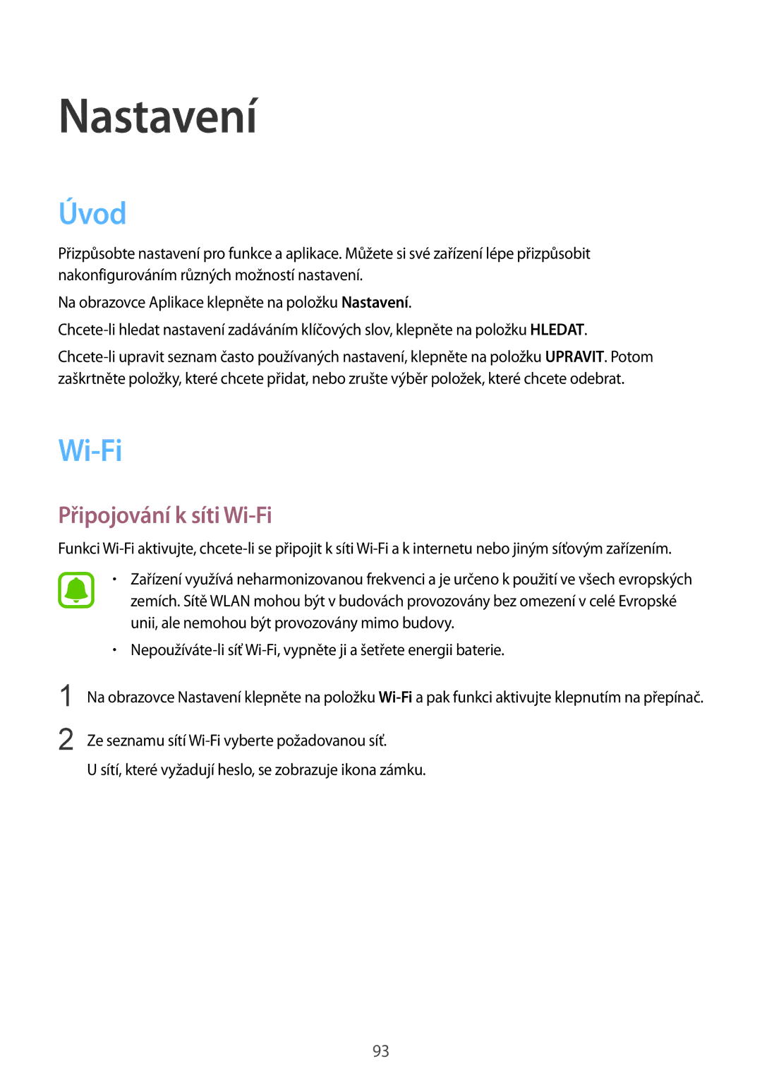 Samsung SM-G920FZDEETL, SM-G920FZBEETL, SM-G920FZKEETL, SM-G920FZWEETL manual Úvod, Připojování k síti Wi-Fi 