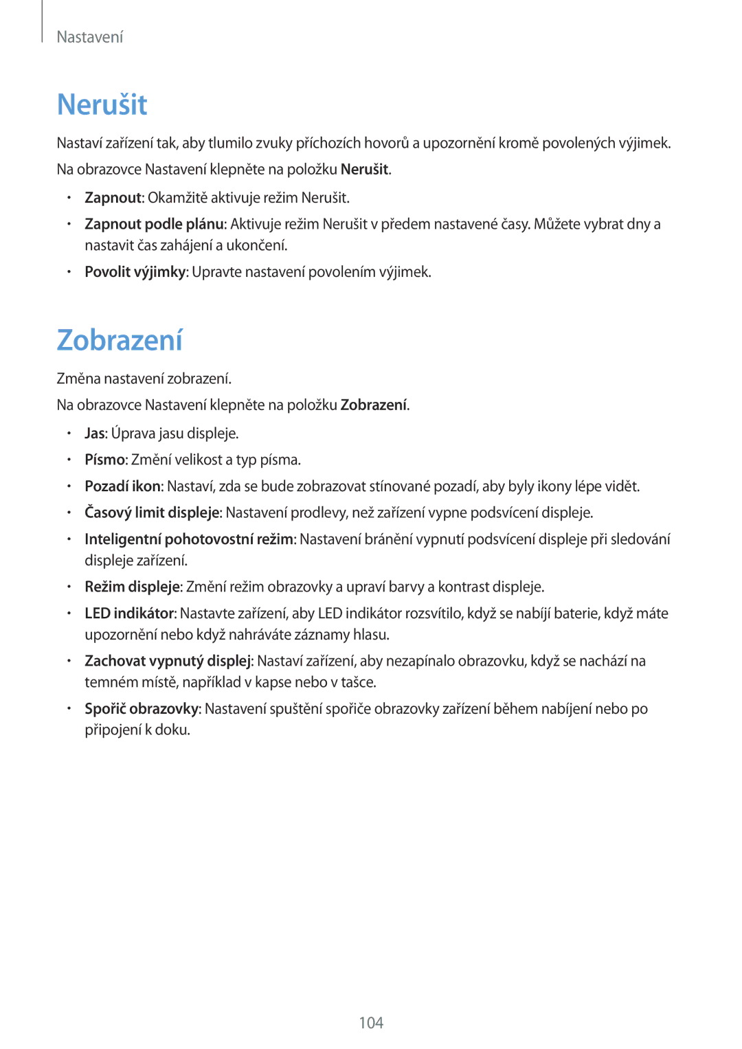 Samsung SM-G920FZBEETL, SM-G920FZDEETL, SM-G920FZKEETL, SM-G920FZWEETL manual Nerušit, Zobrazení 