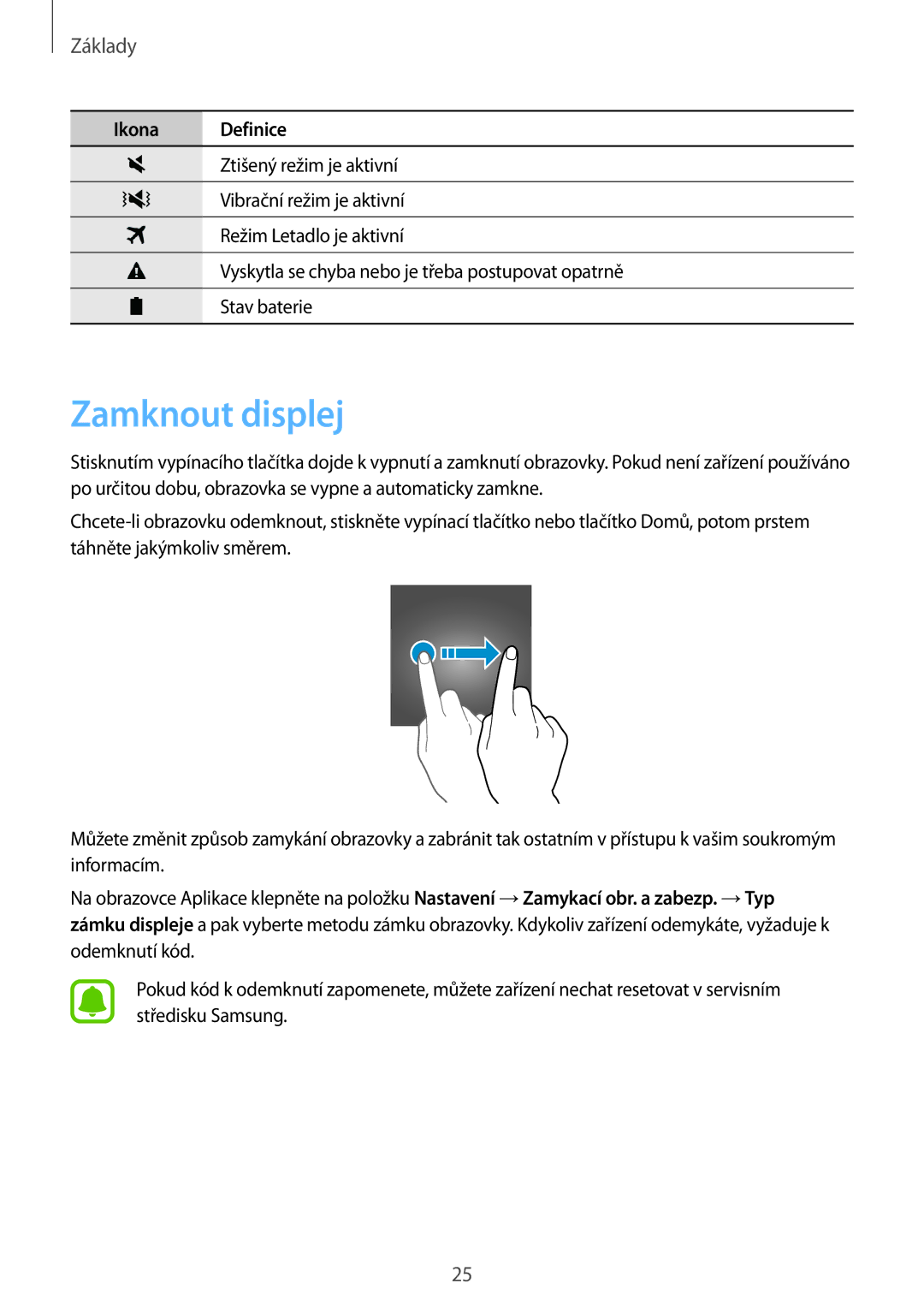 Samsung SM-G920FZDEETL, SM-G920FZBEETL, SM-G920FZKEETL, SM-G920FZWEETL manual Zamknout displej 