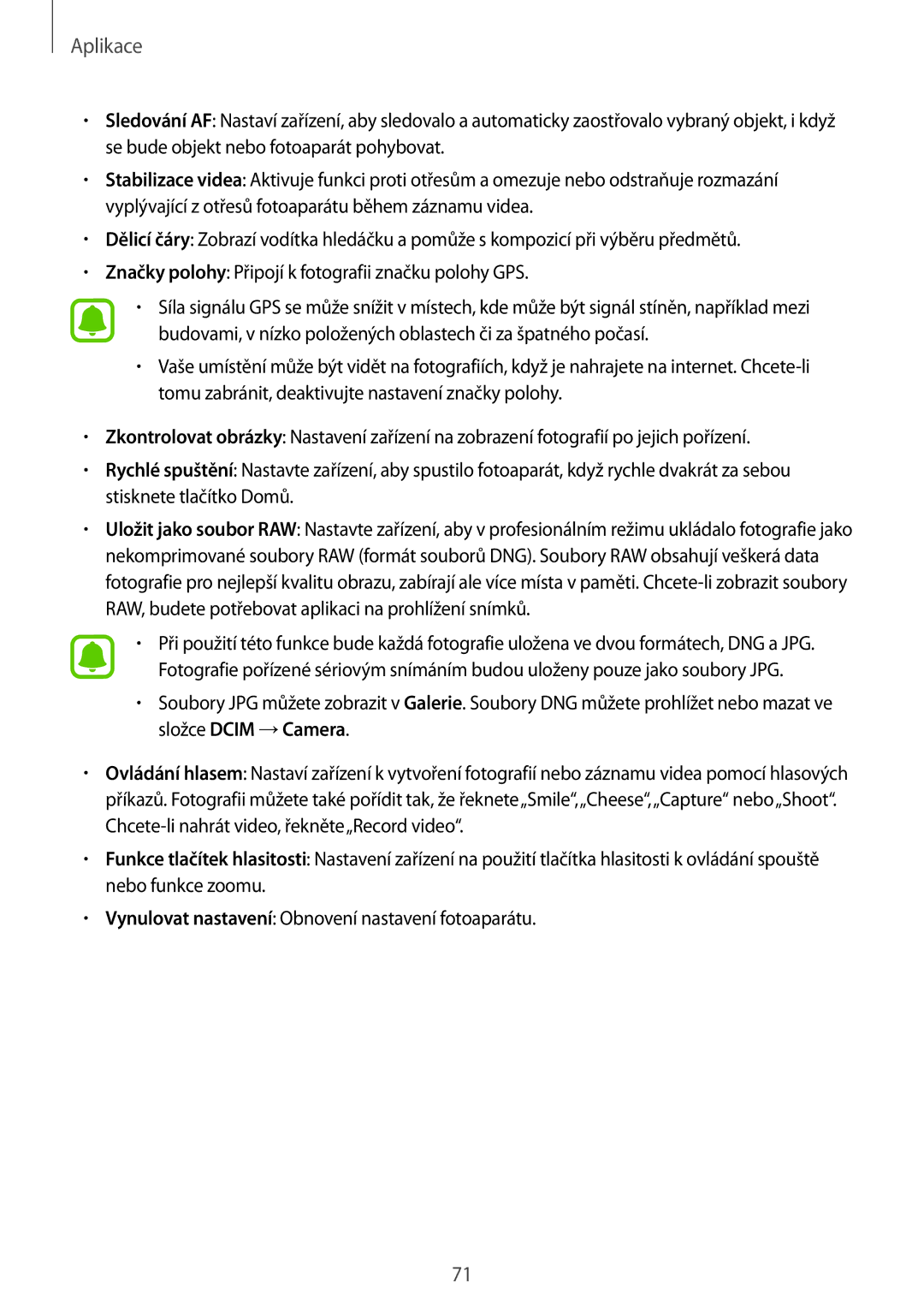 Samsung SM-G920FZWEETL, SM-G920FZBEETL, SM-G920FZDEETL, SM-G920FZKEETL manual Aplikace 