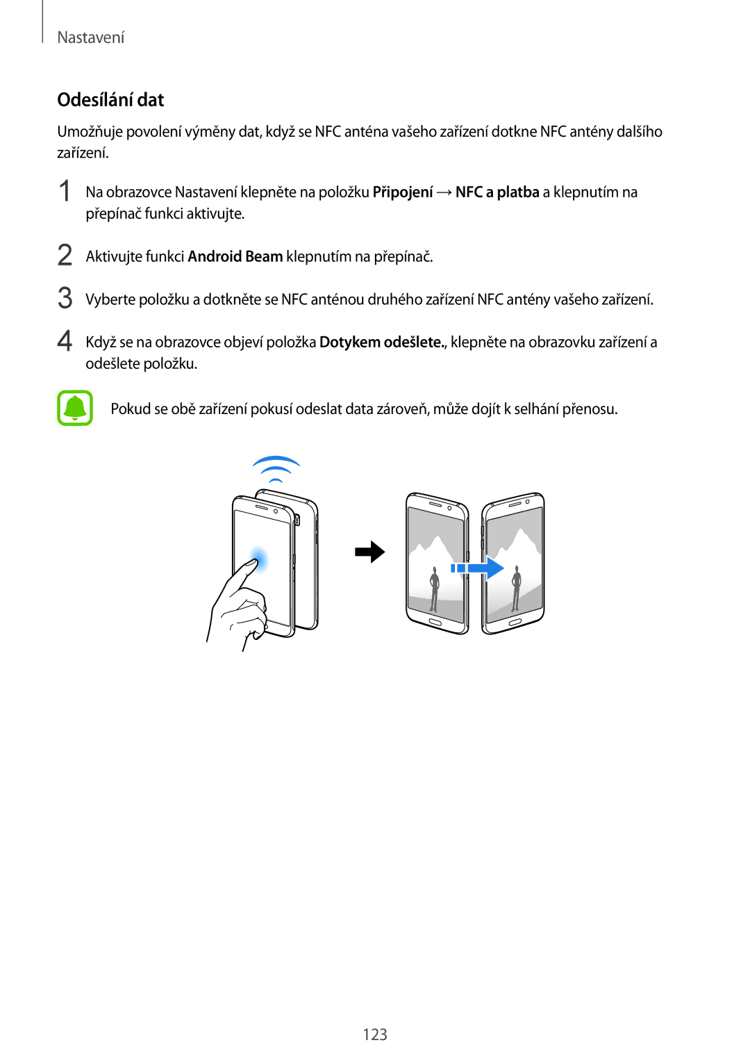 Samsung SM-G920FZWEETL, SM-G920FZBEETL, SM-G920FZDEETL, SM-G920FZKEETL manual Odesílání dat 