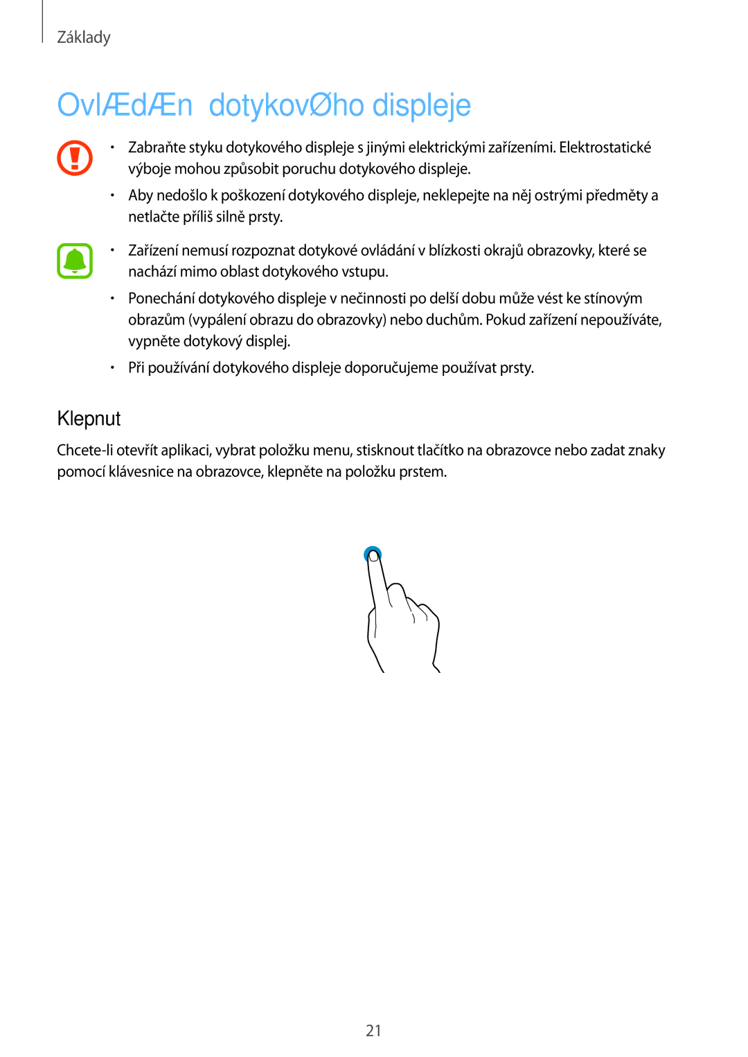 Samsung SM-G920FZDEETL, SM-G920FZBEETL, SM-G920FZKEETL, SM-G920FZWEETL manual Ovládání dotykového displeje, Klepnutí 