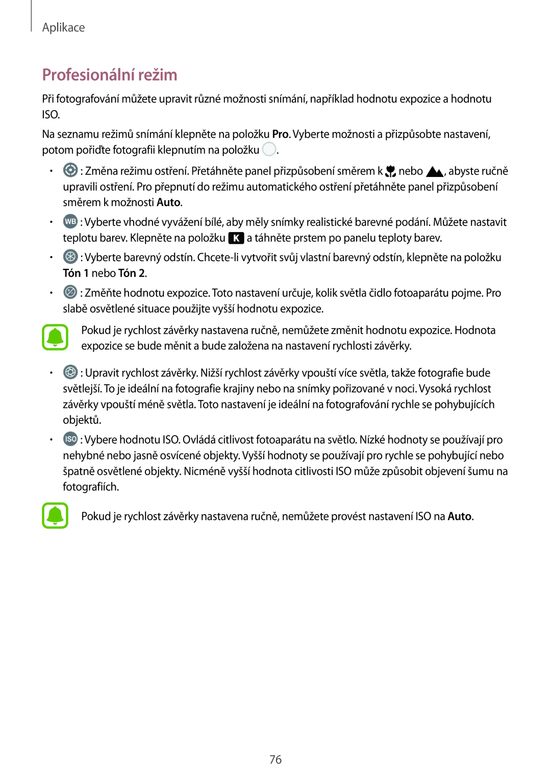 Samsung SM-G920FZBEETL, SM-G920FZDEETL, SM-G920FZKEETL, SM-G920FZWEETL manual Profesionální režim, Tón 1 nebo Tón 