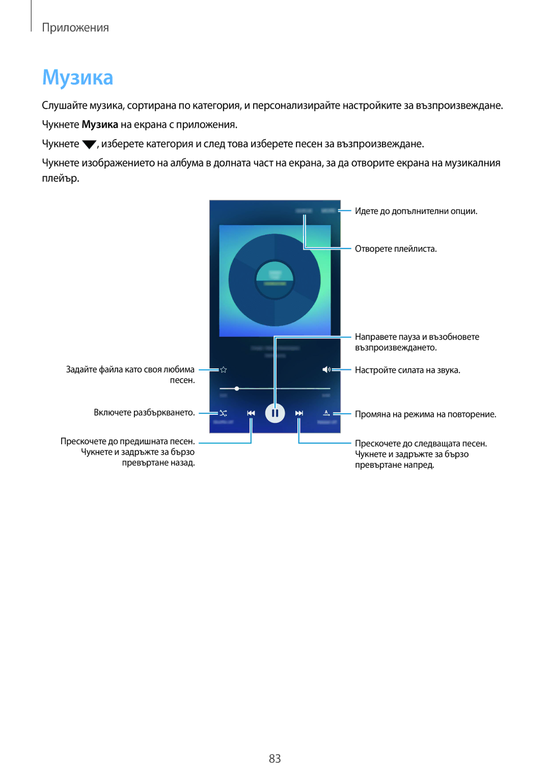 Samsung SM-G920FZKABGL manual Музика 