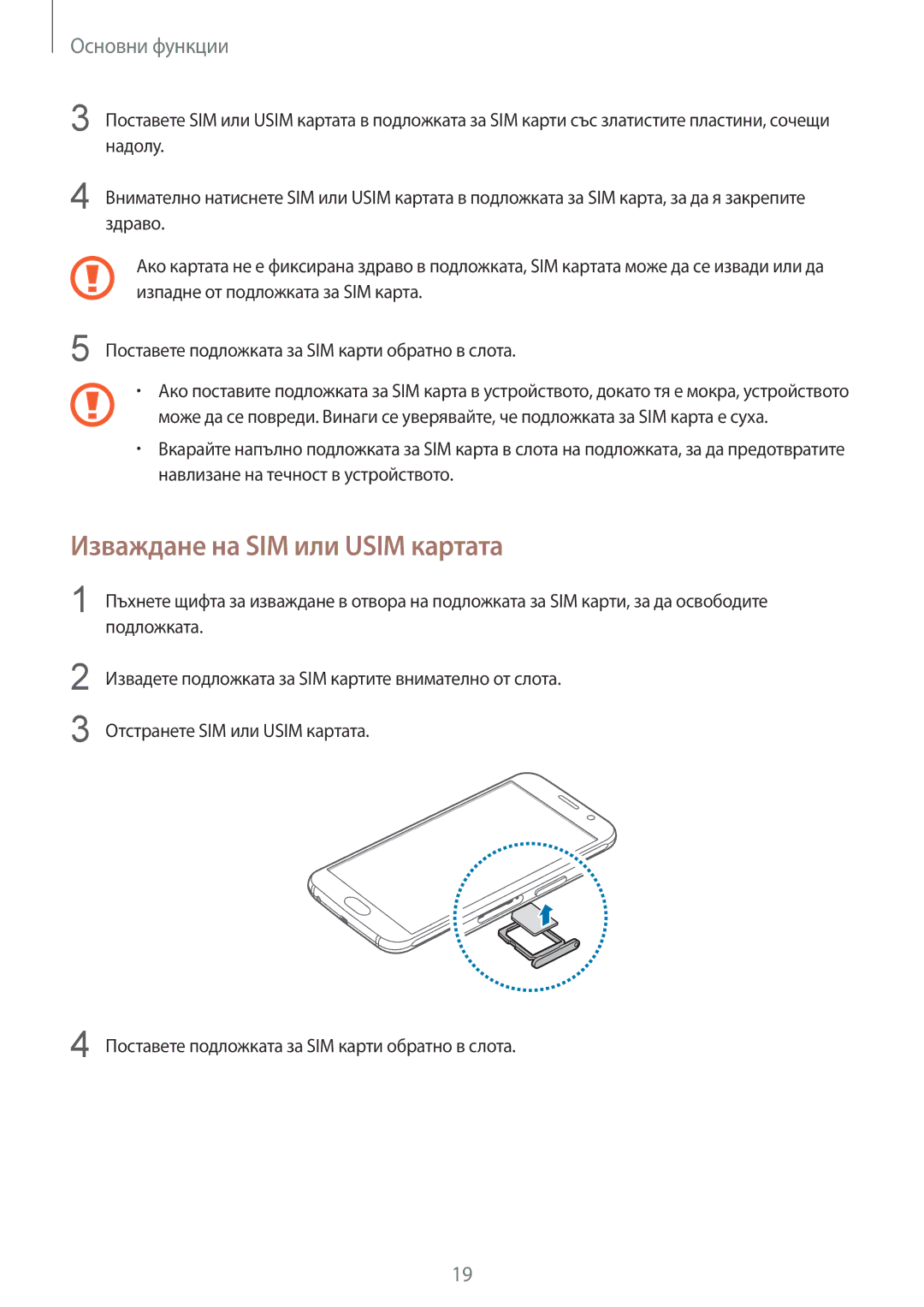 Samsung SM-G920FZKABGL manual Изваждане на SIM или Usim картата 