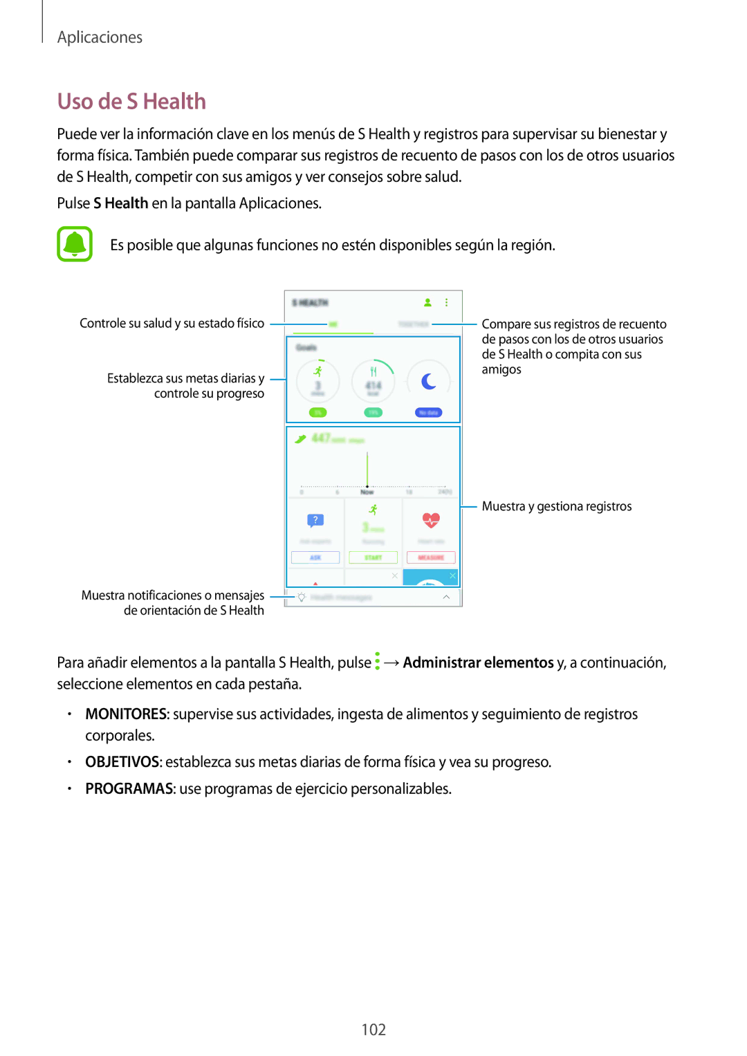 Samsung SM-G920FZKAPHE manual Uso de S Health 