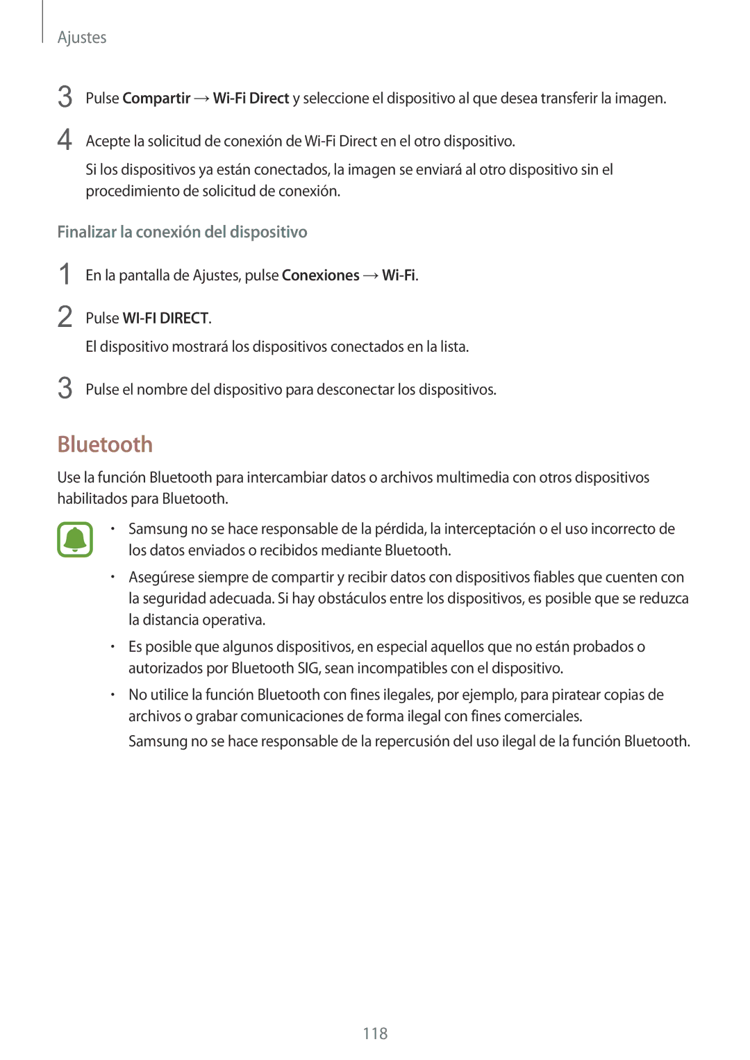 Samsung SM-G920FZKAPHE manual Bluetooth, Finalizar la conexión del dispositivo 