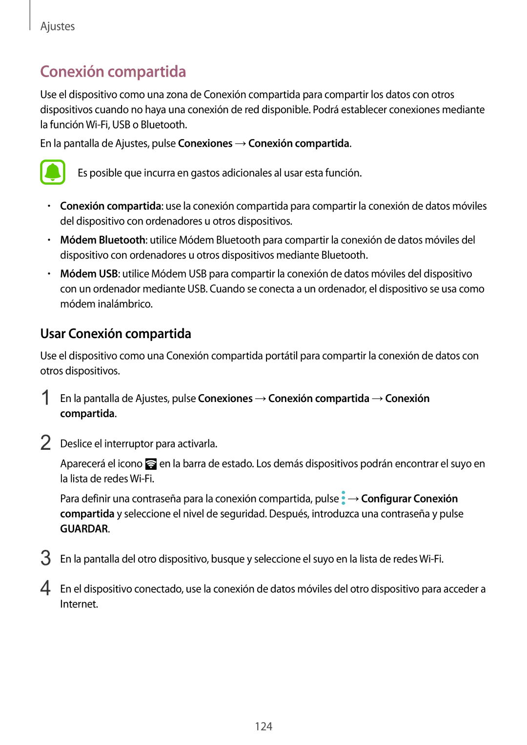 Samsung SM-G920FZKAPHE manual Usar Conexión compartida 