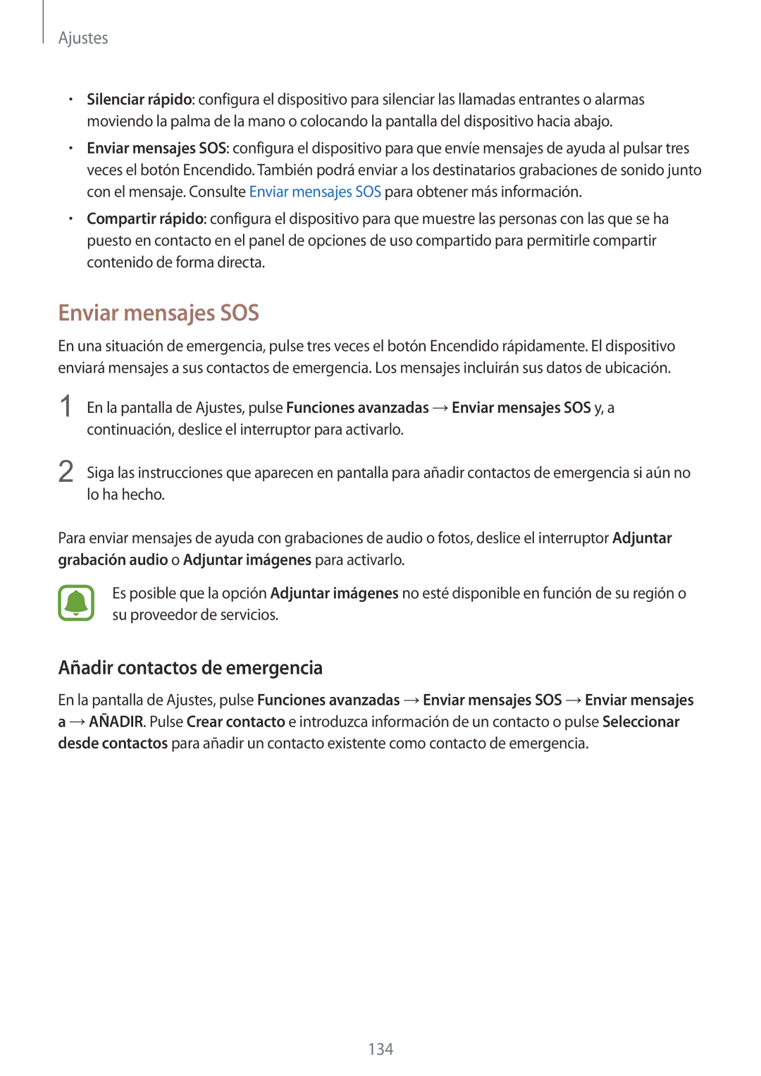 Samsung SM-G920FZKAPHE manual Enviar mensajes SOS, Añadir contactos de emergencia 