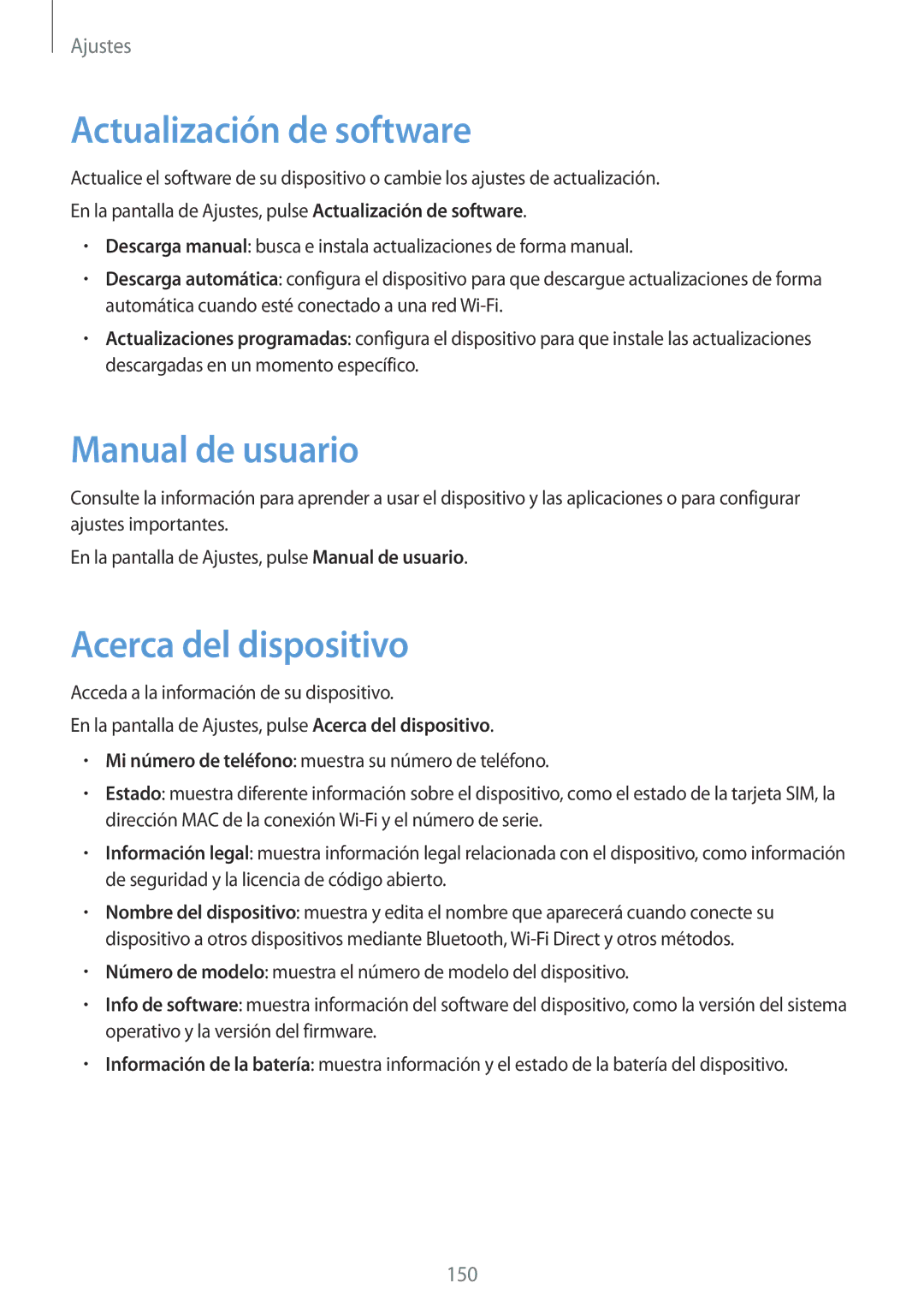 Samsung SM-G920FZKAPHE manual Actualización de software, Manual de usuario, Acerca del dispositivo 