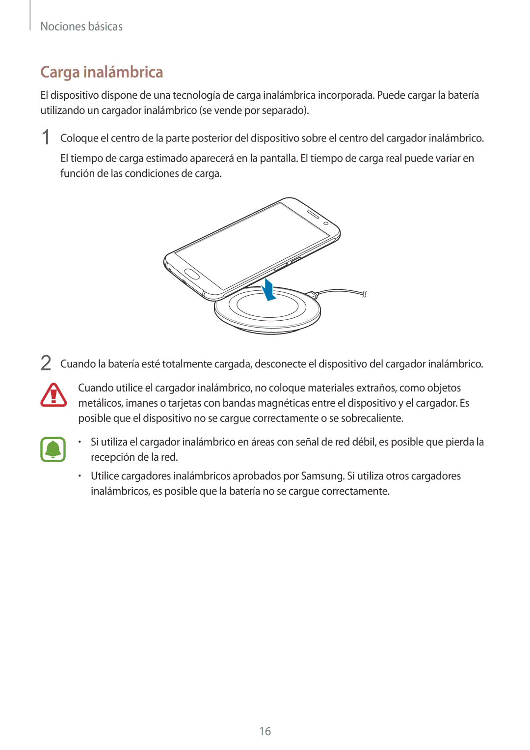 Samsung SM-G920FZKAPHE manual Carga inalámbrica 