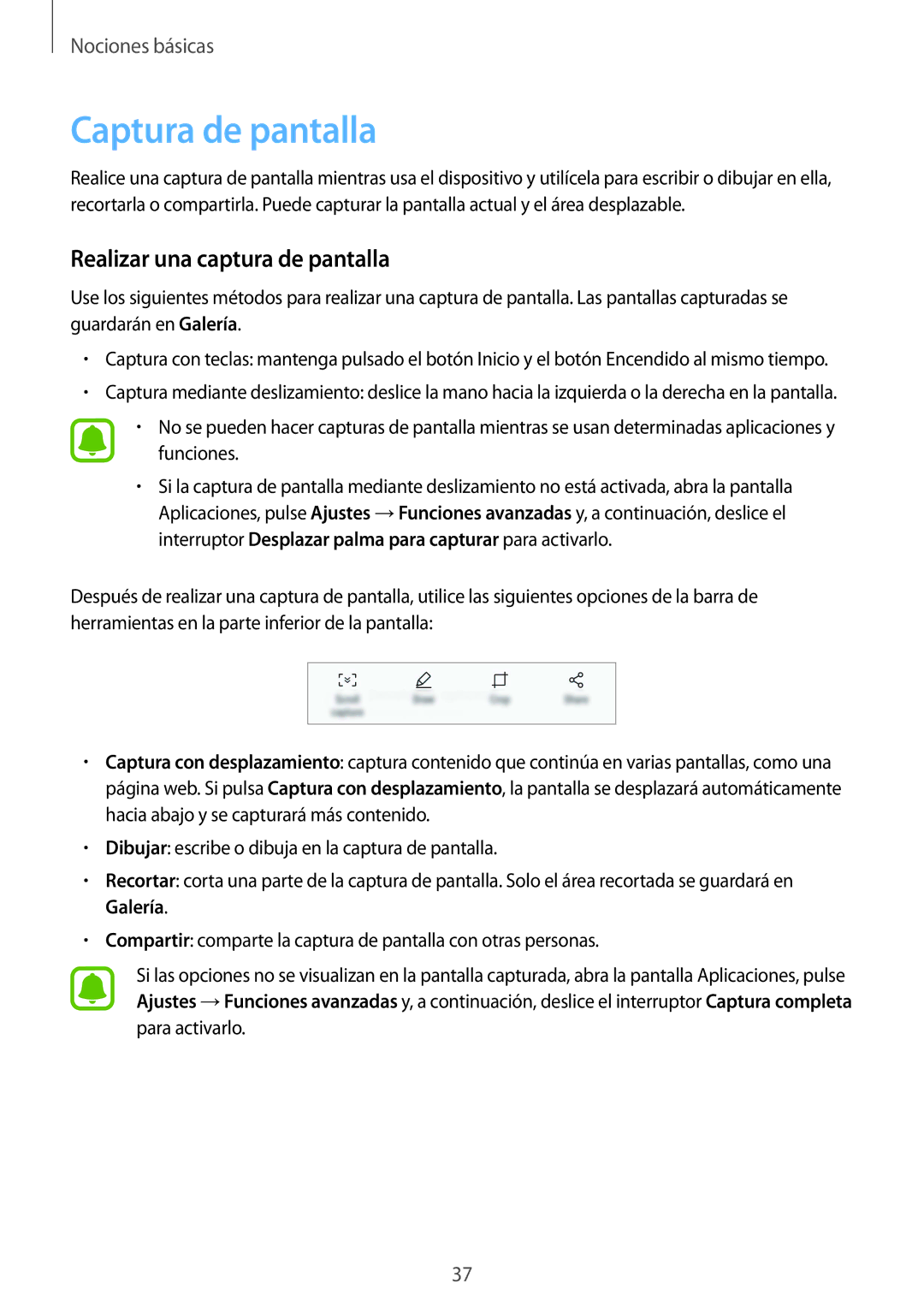 Samsung SM-G920FZKAPHE manual Captura de pantalla, Realizar una captura de pantalla 