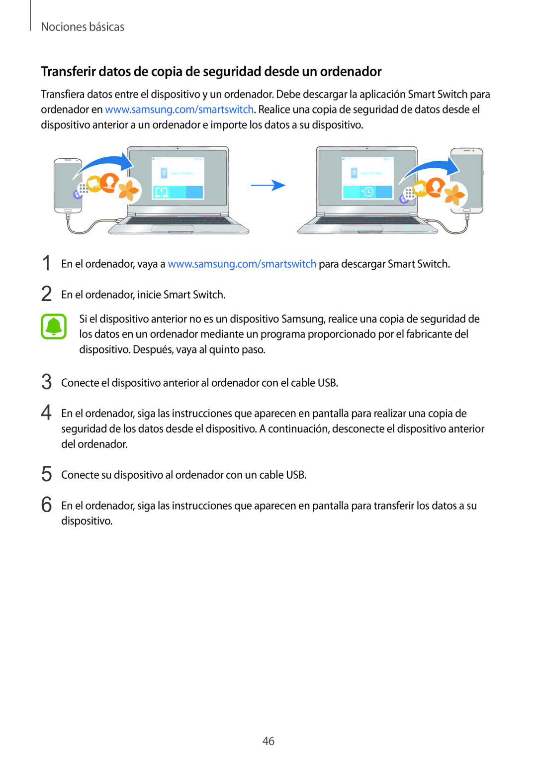 Samsung SM-G920FZKAPHE manual Transferir datos de copia de seguridad desde un ordenador 