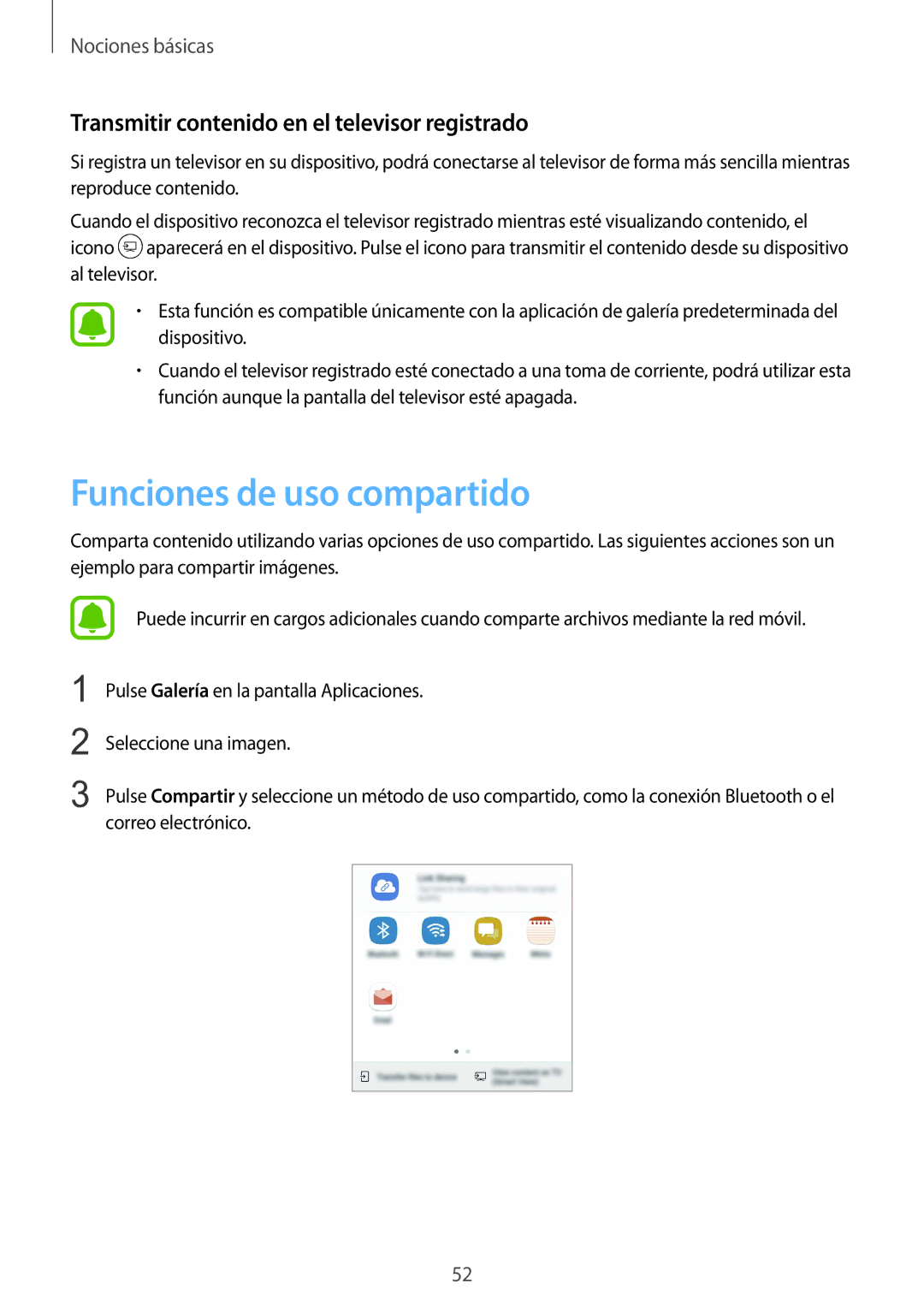 Samsung SM-G920FZKAPHE manual Funciones de uso compartido, Transmitir contenido en el televisor registrado 