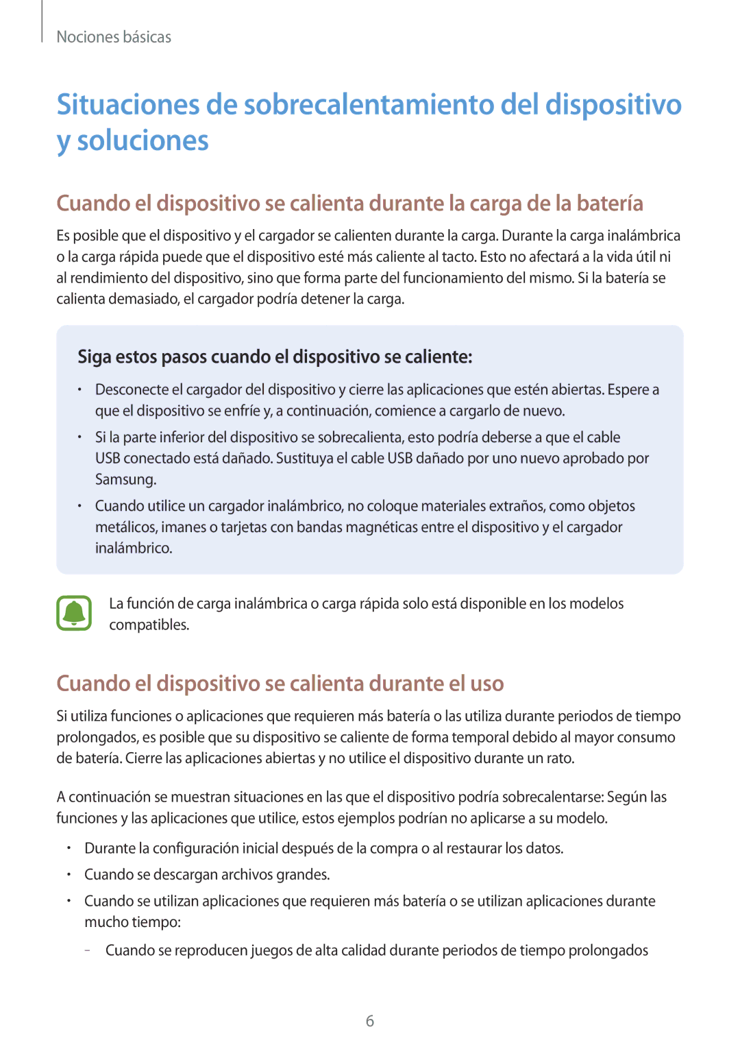 Samsung SM-G920FZKAPHE manual Cuando el dispositivo se calienta durante el uso 