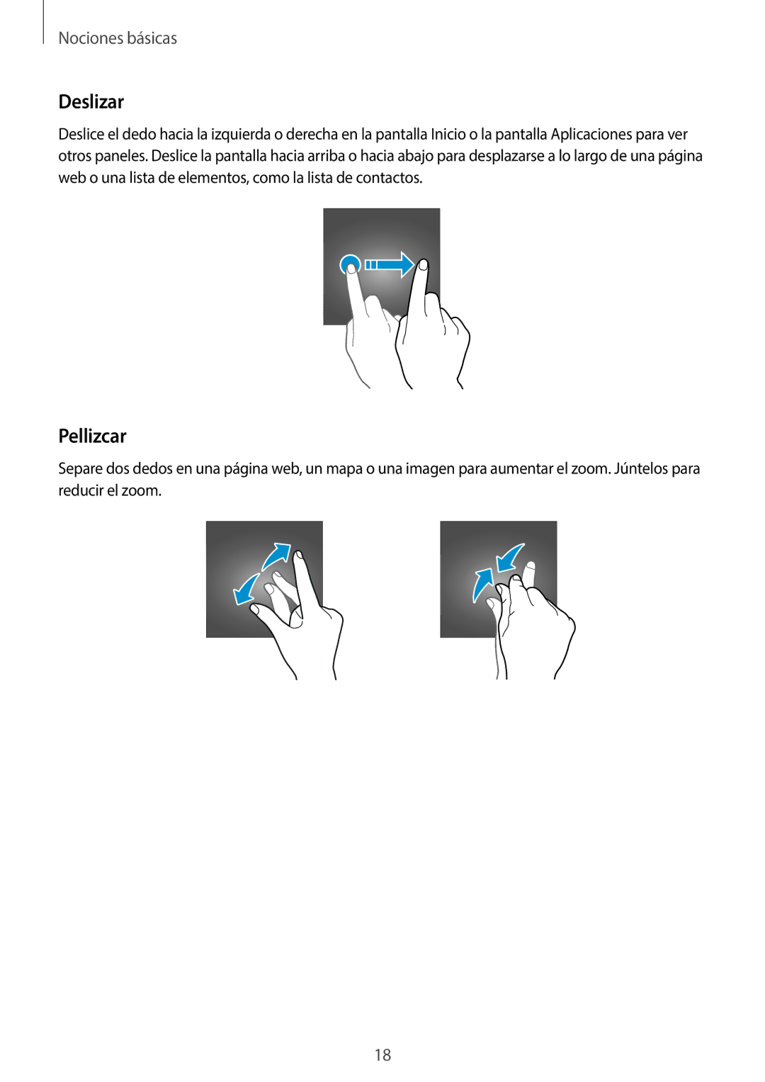 Samsung SM-G920FZKAPHE manual Deslizar, Pellizcar 