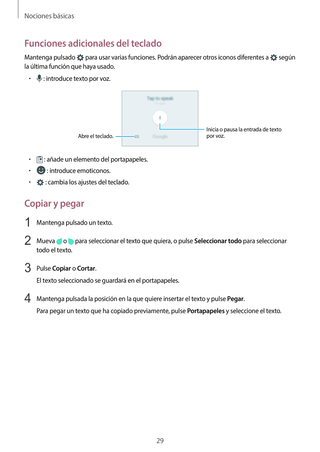 Samsung SM-G920FZKAPHE manual Funciones adicionales del teclado, Copiar y pegar, Pulse Copiar o Cortar 