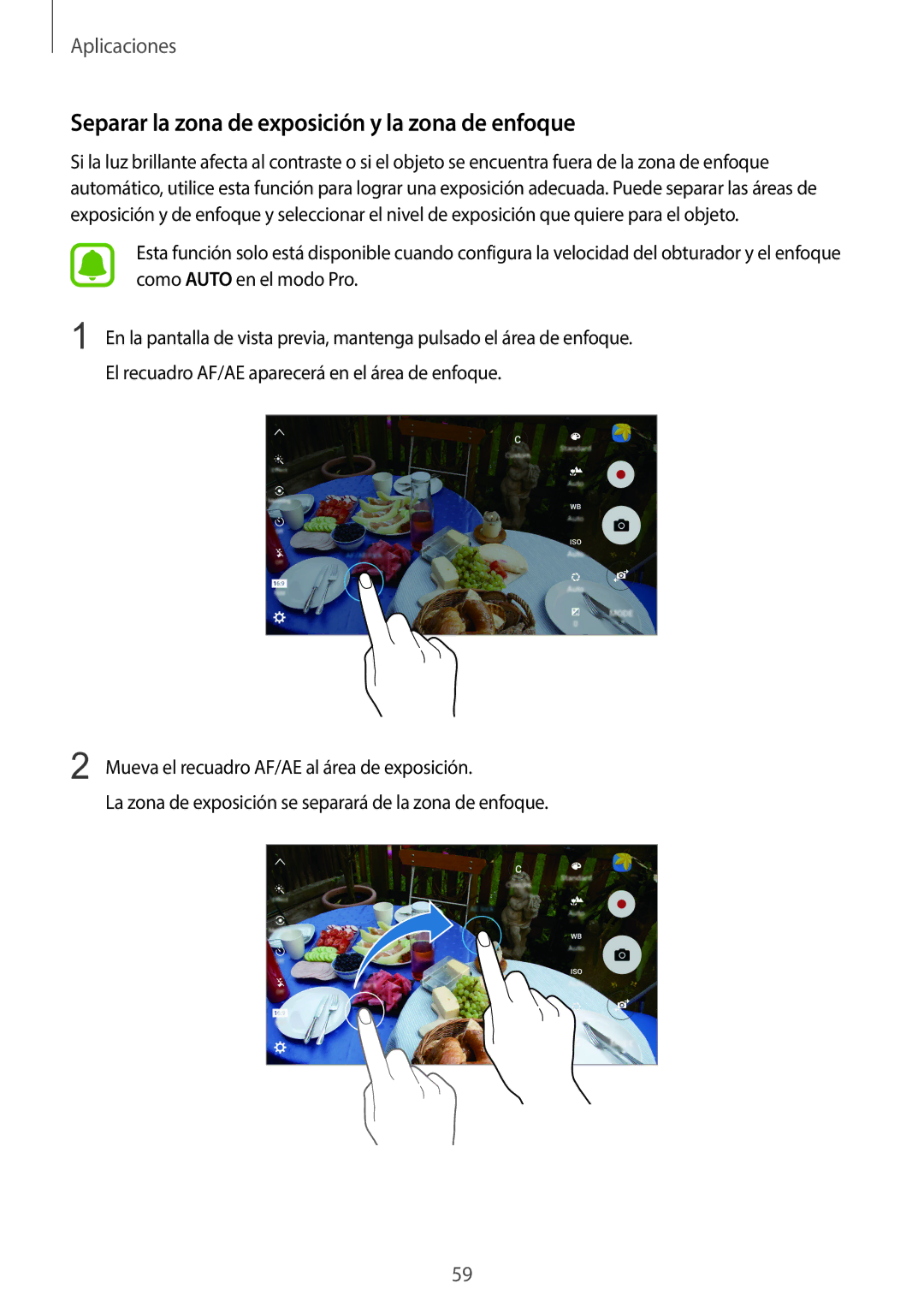 Samsung SM-G920FZKAPHE manual Separar la zona de exposición y la zona de enfoque 