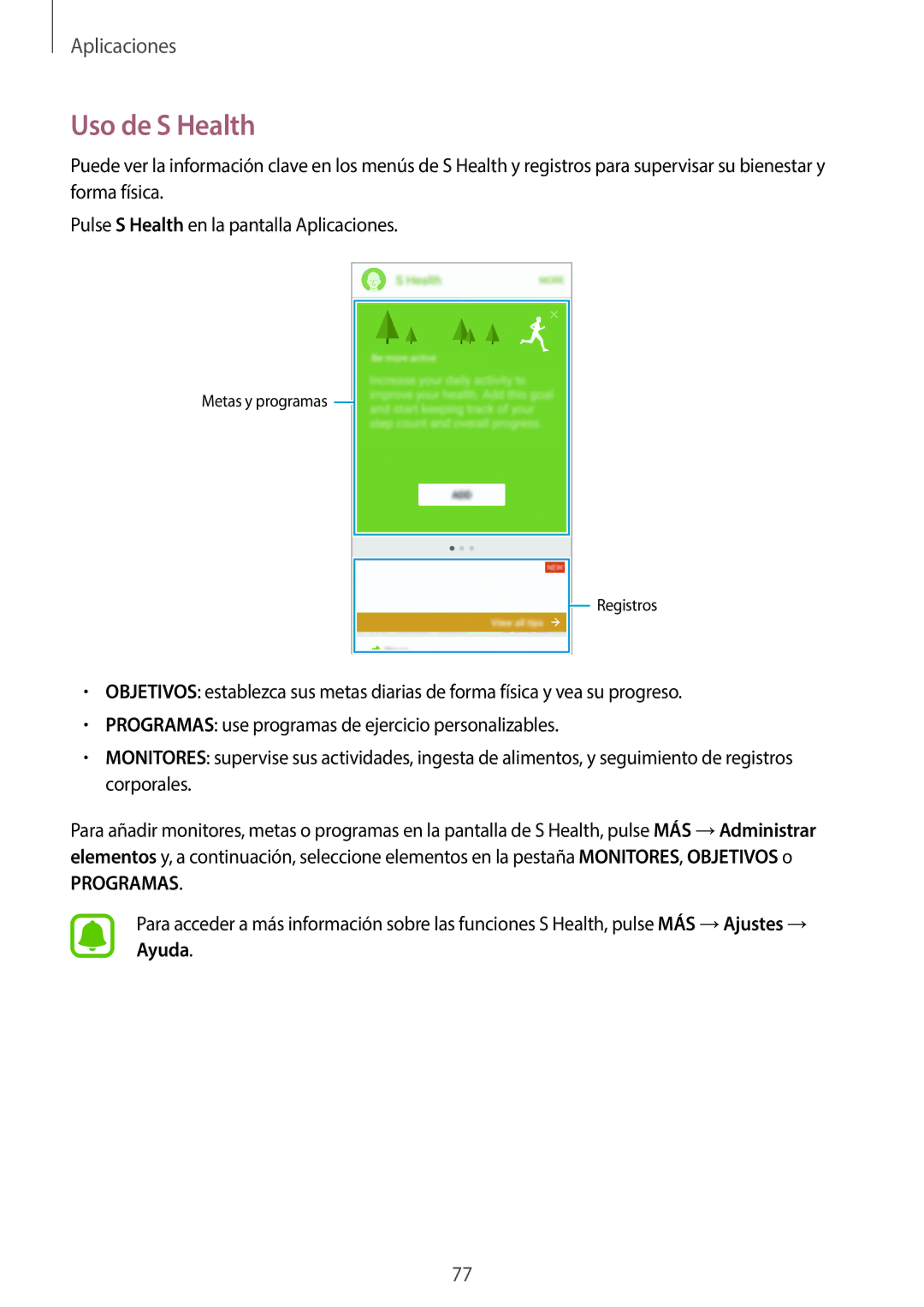 Samsung SM-G920FZKAPHE manual Uso de S Health 