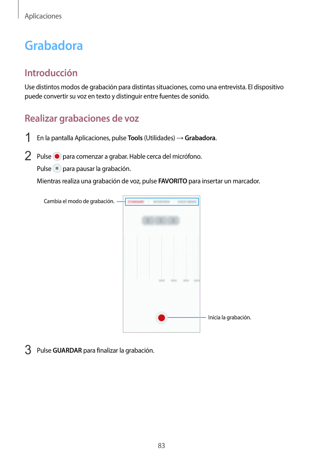 Samsung SM-G920FZKAPHE manual Grabadora, Realizar grabaciones de voz 