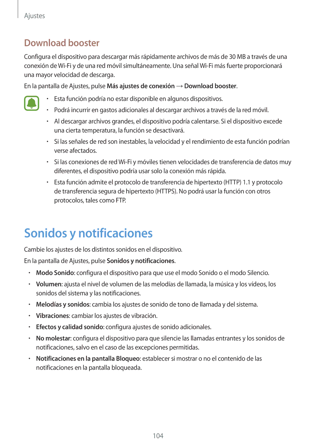 Samsung SM-G920FZKAPHE manual Sonidos y notificaciones, Download booster 