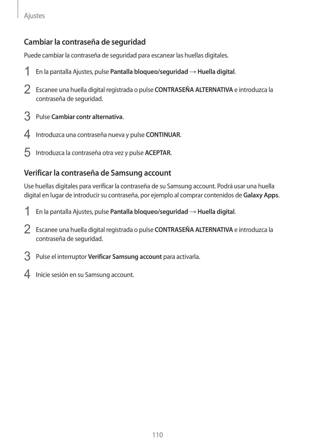 Samsung SM-G920FZKAPHE manual Cambiar la contraseña de seguridad, Verificar la contraseña de Samsung account 