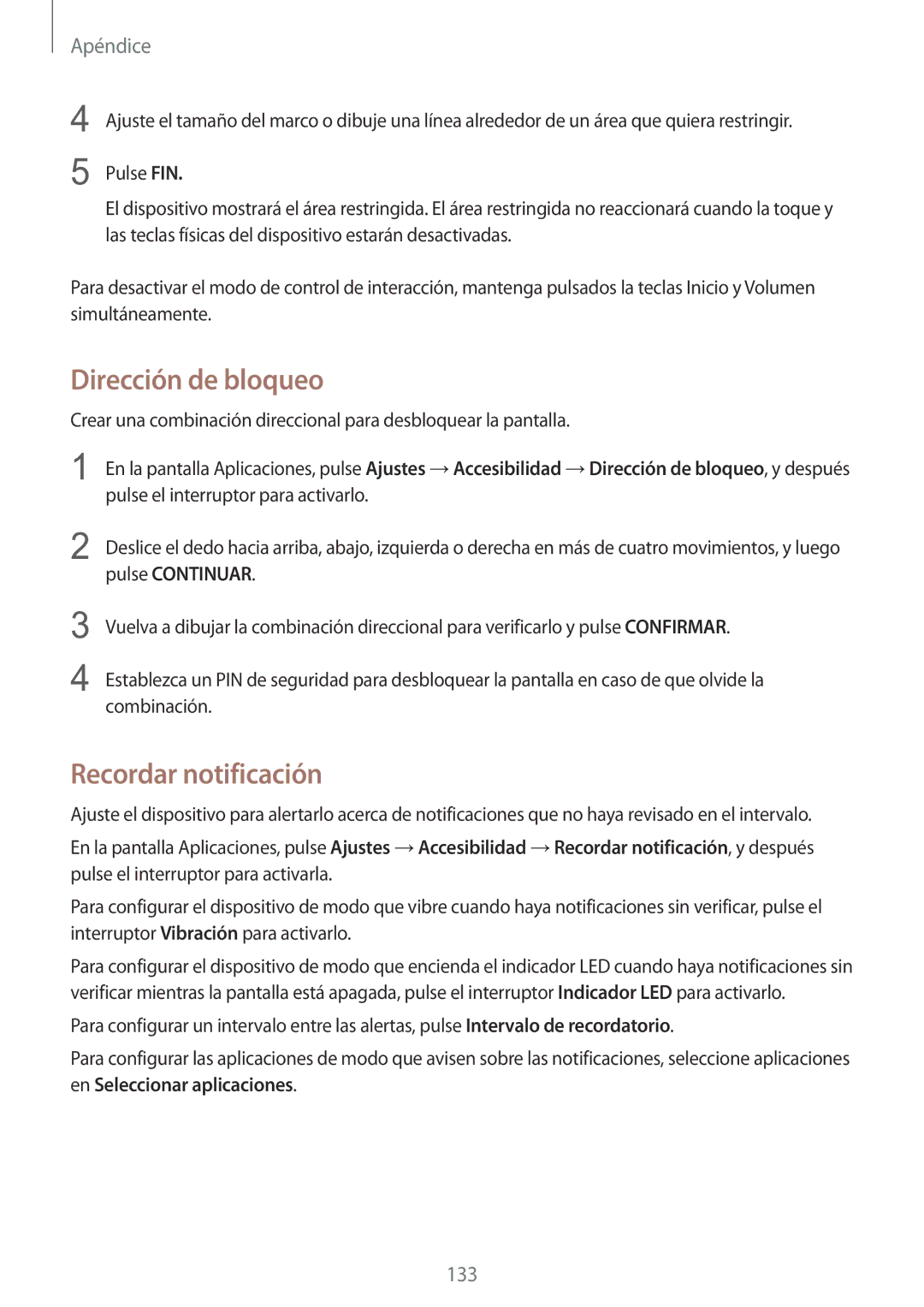 Samsung SM-G920FZKAPHE manual Dirección de bloqueo, Recordar notificación 