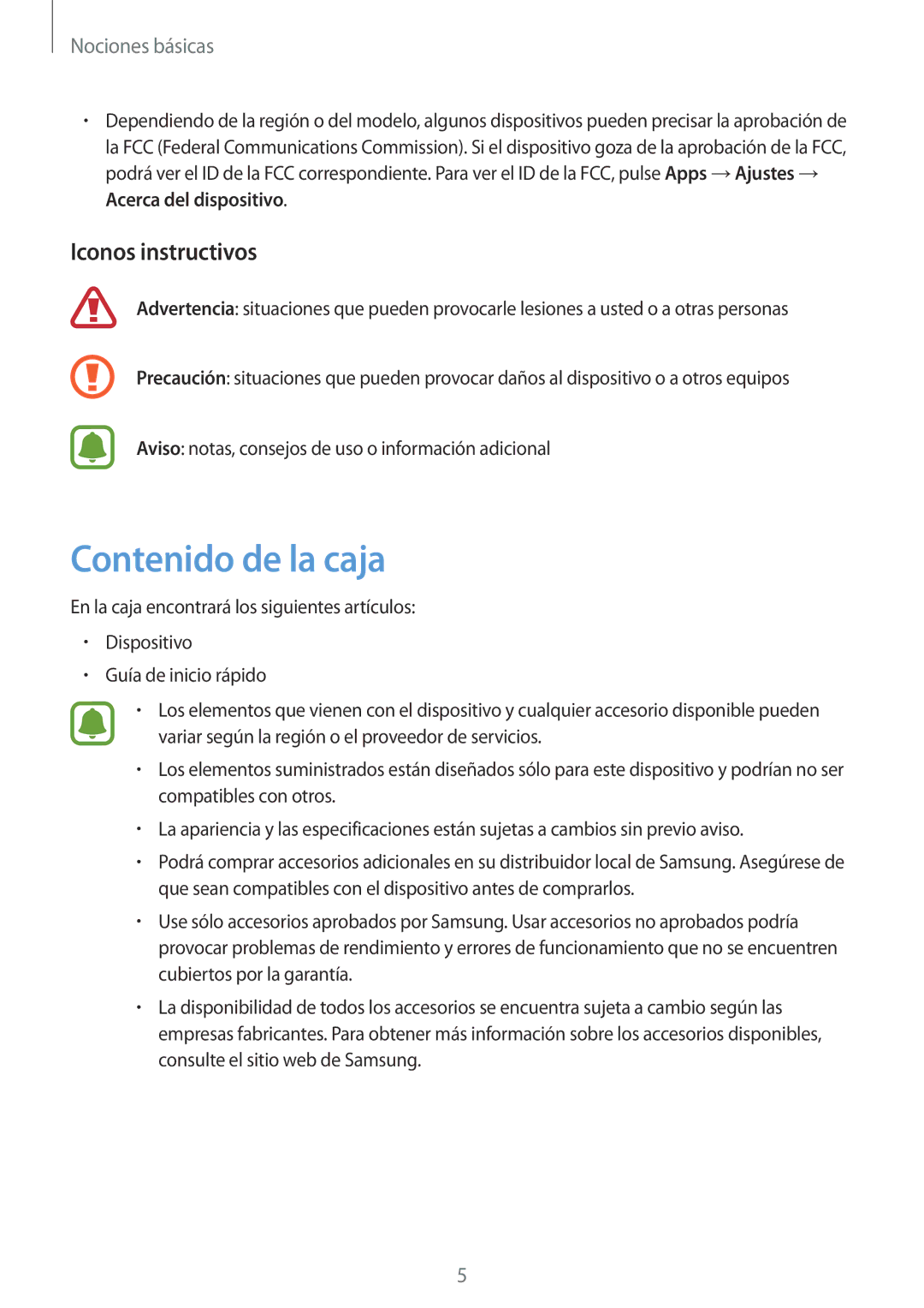 Samsung SM-G920FZKAPHE manual Contenido de la caja, Iconos instructivos 