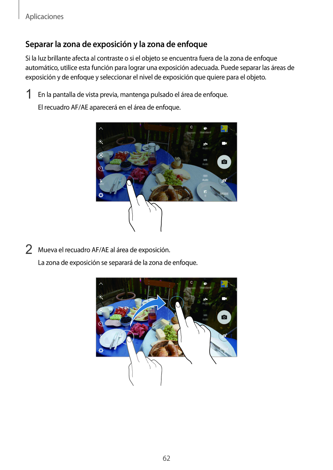 Samsung SM-G920FZKAPHE manual Separar la zona de exposición y la zona de enfoque 