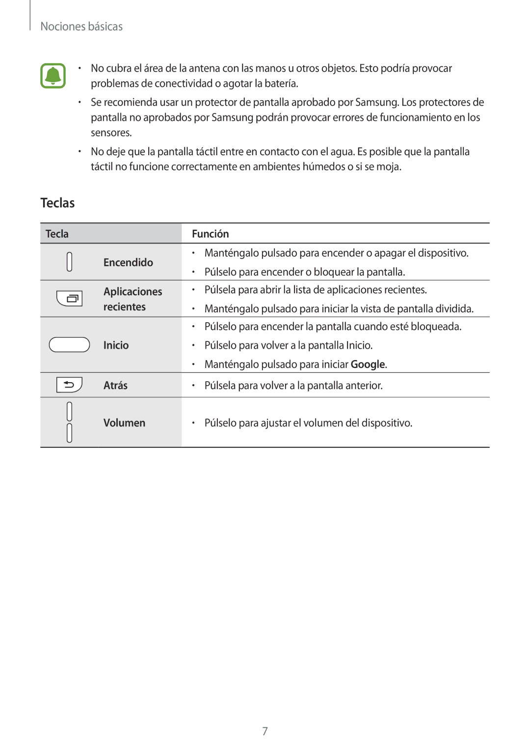 Samsung SM-G920FZKAPHE manual Teclas 