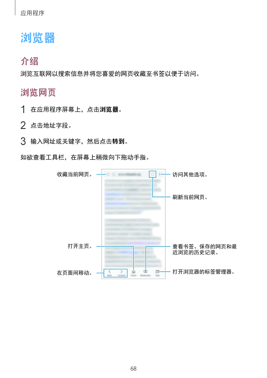 Samsung CG-G920FZDRVTC, SM-G920FZKAXXV, SM-G920FZWAXXV, SM-G920FZBAXXV manual 浏览器, 浏览网页, 浏览互联网以搜索信息并将您喜爱的网页收藏至书签以便于访问。 