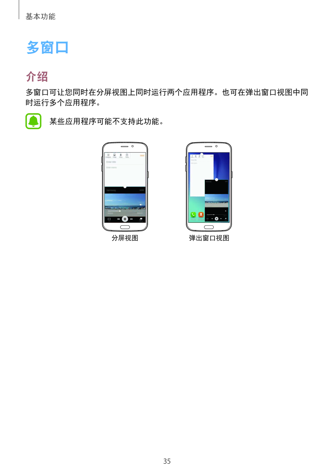 Samsung SM-G920FZKAXXV, SM-G920FZWAXXV, SM-G920FZBAXXV, SM-G920FZDAXXV, SM-G920FZDEXXV, CG-G920FZDRVTC 多窗口, 某些应用程序可能不支持此功能。 