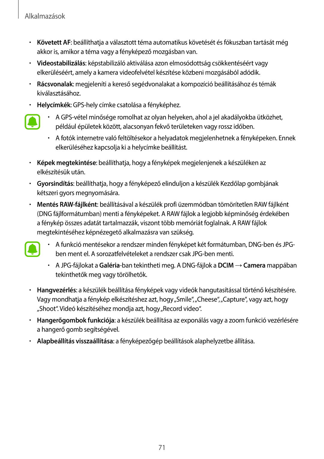 Samsung SM-G920FZKEXEH manual Alkalmazások 