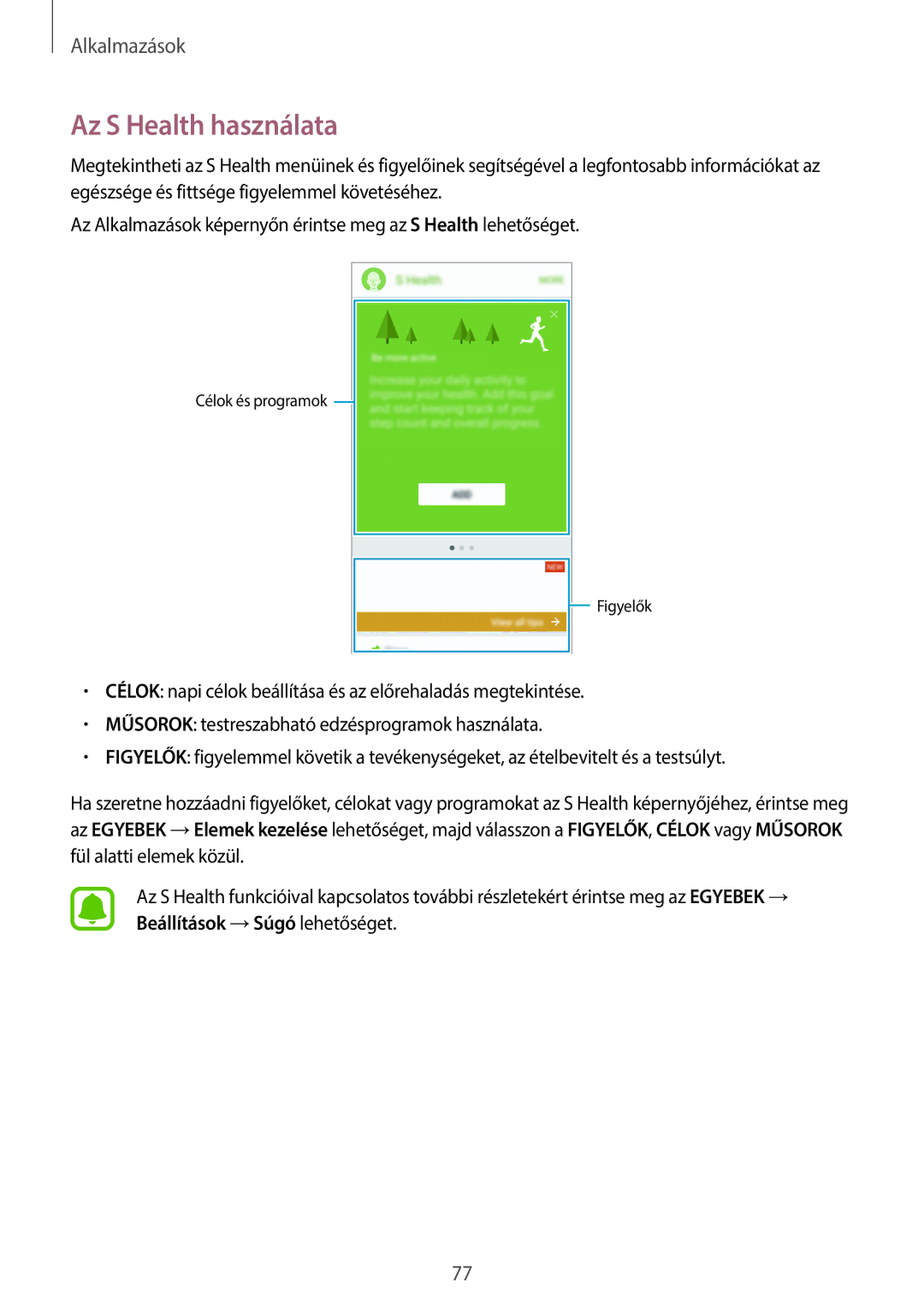 Samsung SM-G920FZKEXEH manual Az S Health használata 