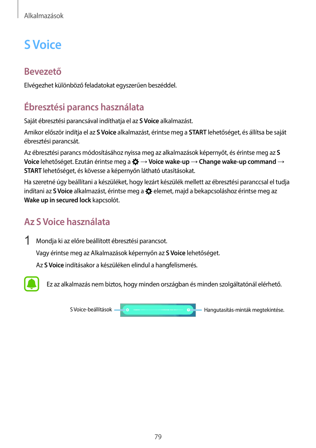 Samsung SM-G920FZKEXEH manual Ébresztési parancs használata, Az S Voice használata 