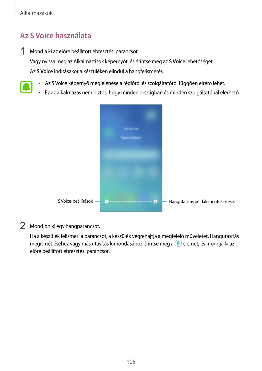 Samsung SM-G920FZKEXEH manual Az S Voice használata 