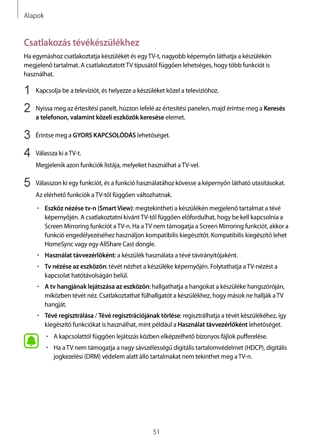 Samsung SM-G920FZKEXEH manual Csatlakozás tévékészülékhez 