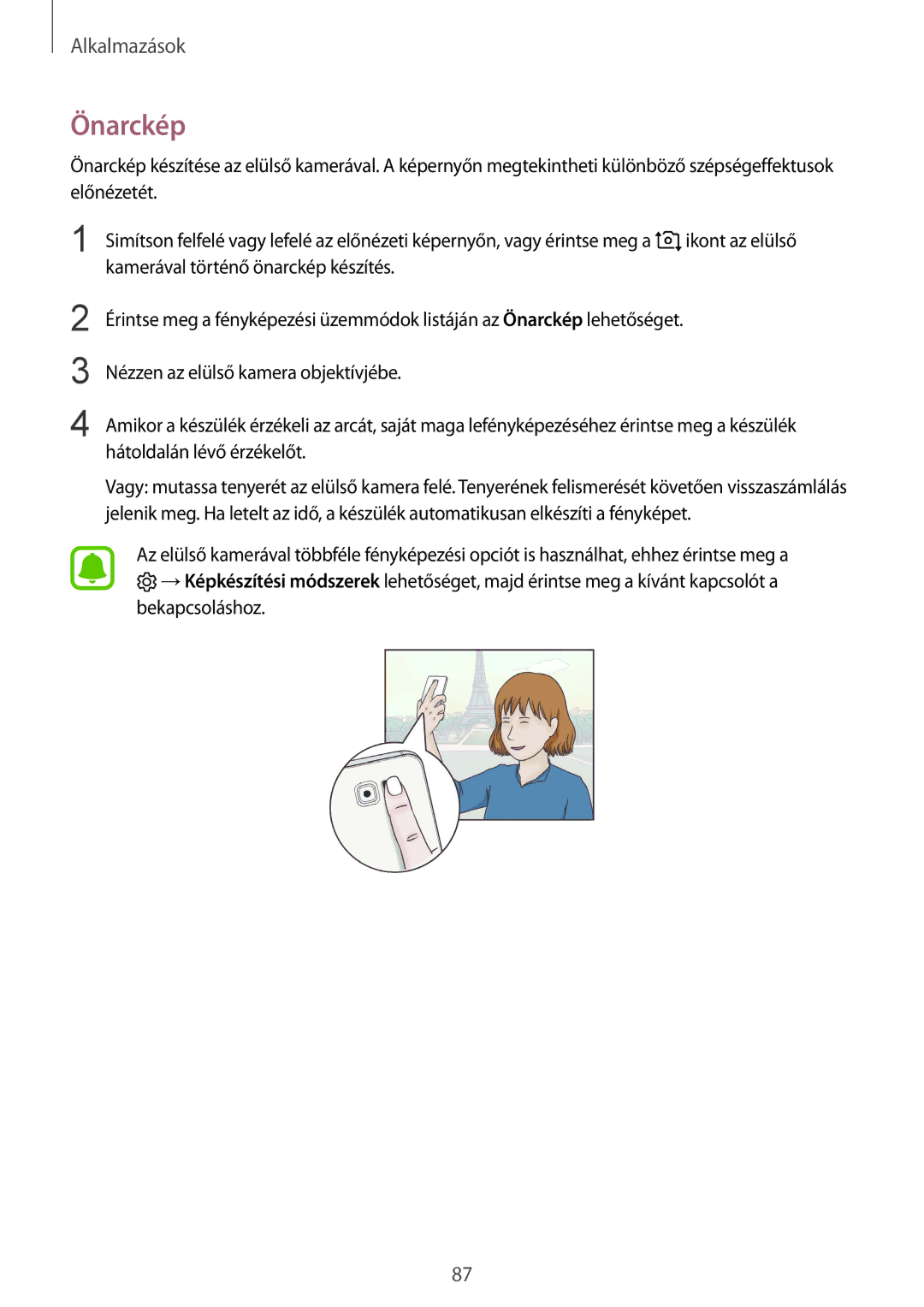 Samsung SM-G920FZKEXEH manual Önarckép 